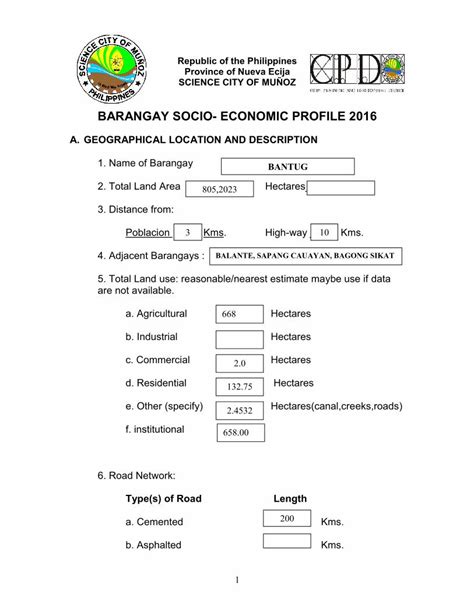 SOCIO ECONOMIC PROFILE BARANGAY MANSILINGAN .